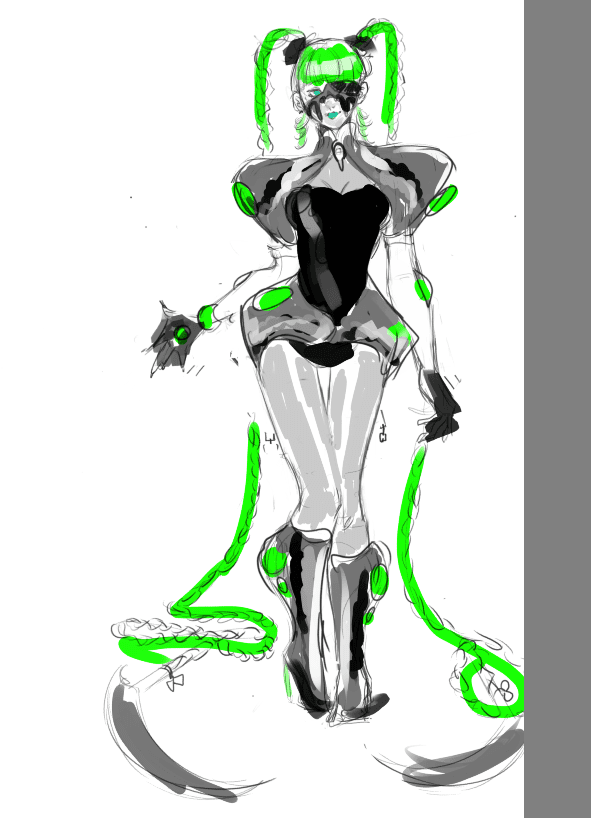 Character concept sketch with dynamic pose